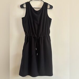 Calvin Klein Black Sleeveless Midi Dress Size 10 Drawstring Waist Pockets